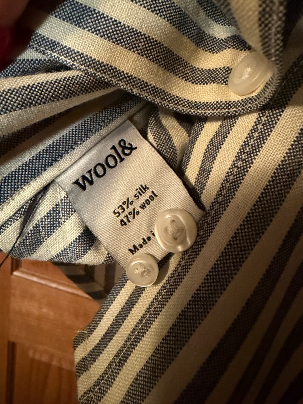Wool& Venice striped button front tunic dress with pockets large - Picture 5 of 5